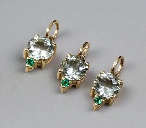 14k Aquamarine Pendant Gold With Green Emerald Stones - K Jewelry Accessories
