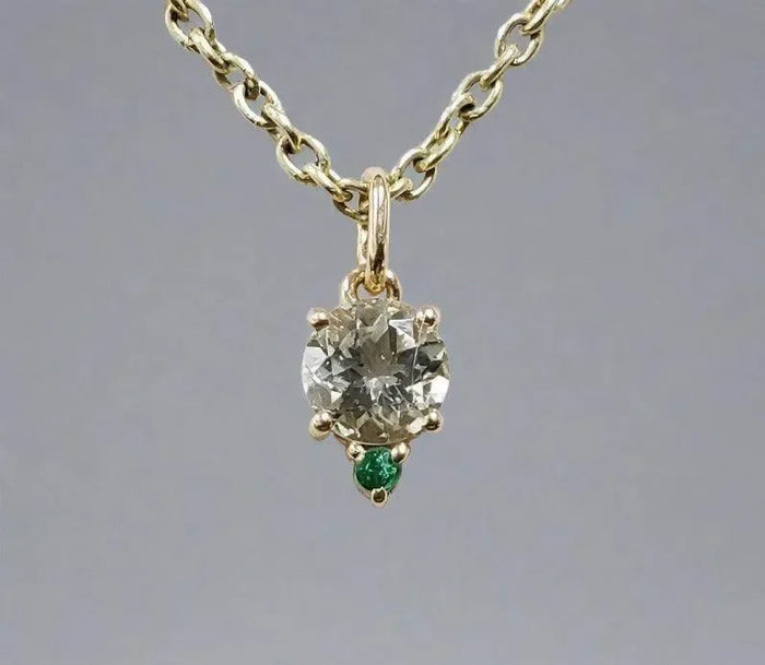 14k Aquamarine Pendant Gold With Green Emerald Stones - K Jewelry Accessories