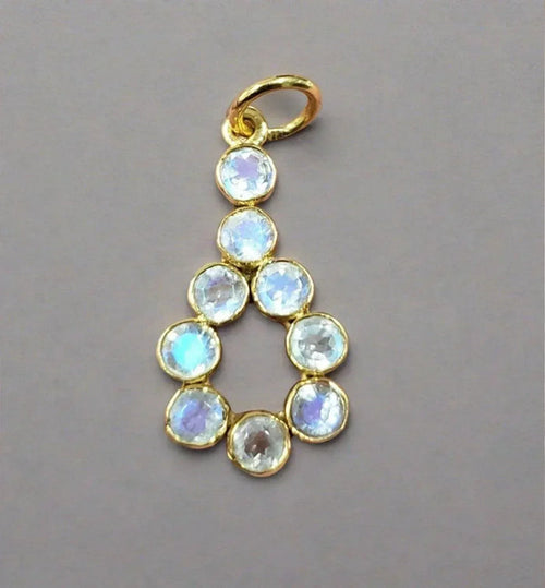 14k Beautiful Gold Rainbow moonstone Pendant Charm - K Jewelry Accessories