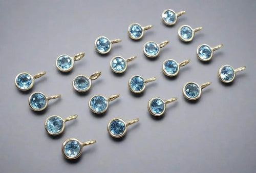 14k Blue Topaz Charm Gold - K Jewelry Accessories