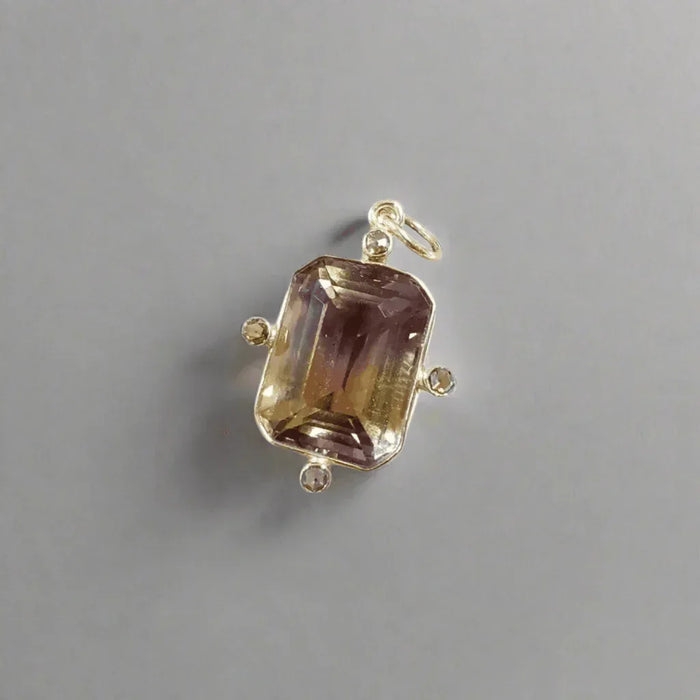 14k Gold Ametrine and Diamond Pendant - K Jewelry Accessories