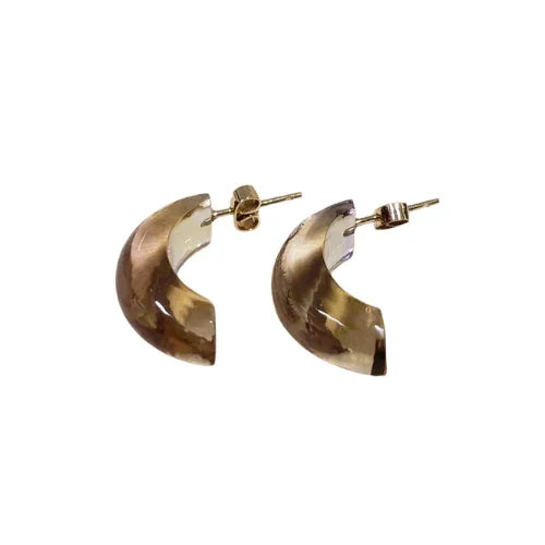 14k Gold Ametrine Quartz Hoop Earrings: Dainty Gemstone Jewelry
