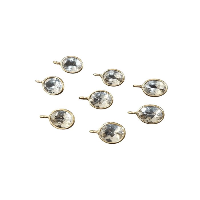 14k Gold Aquamarine Charm Faceted Oval Shape - K Jewelry Accessories