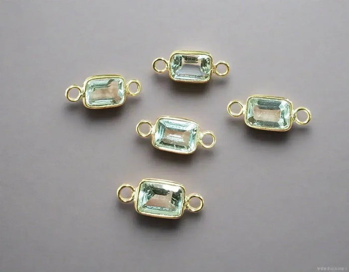 14k Gold Aquamarine Connector Charm - K Jewelry Accessories