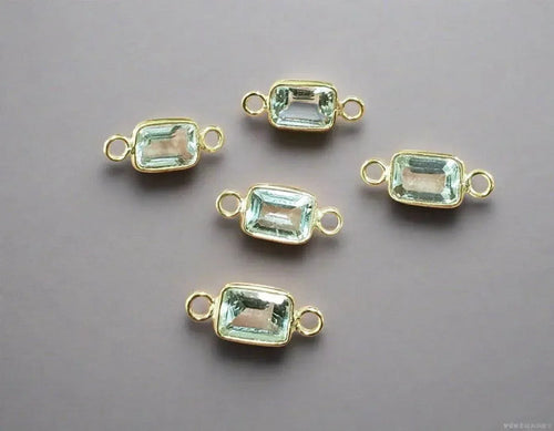14k Gold Aquamarine Connector Charm - K Jewelry Accessories