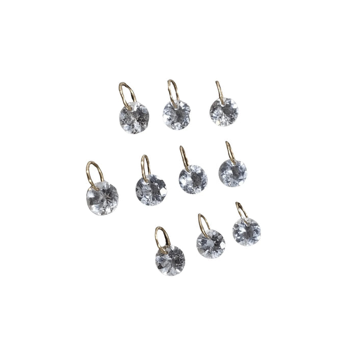 14k Gold Aquamarine Drilled Round Charms - K Jewelry Accessories