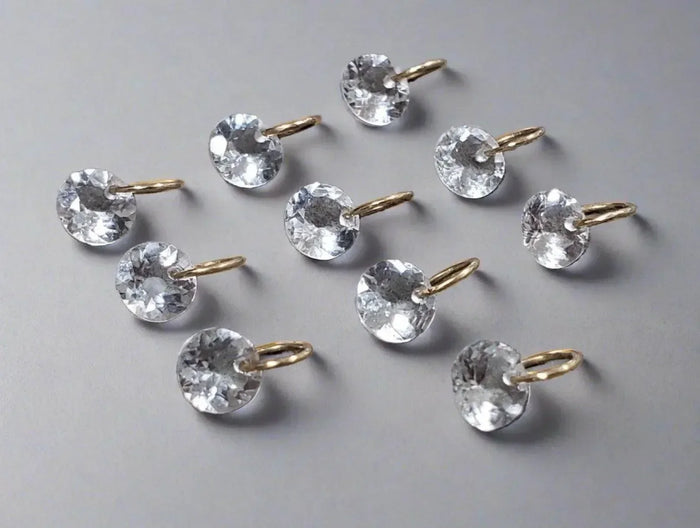 14k Gold Aquamarine Drilled Round Charms - K Jewelry Accessories