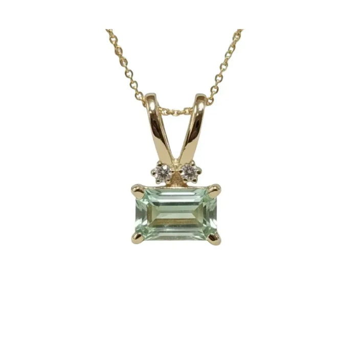 14k Gold Aquamarine Pendant • Emerald Cut Aquamarine Necklace - K Jewelry Accessories