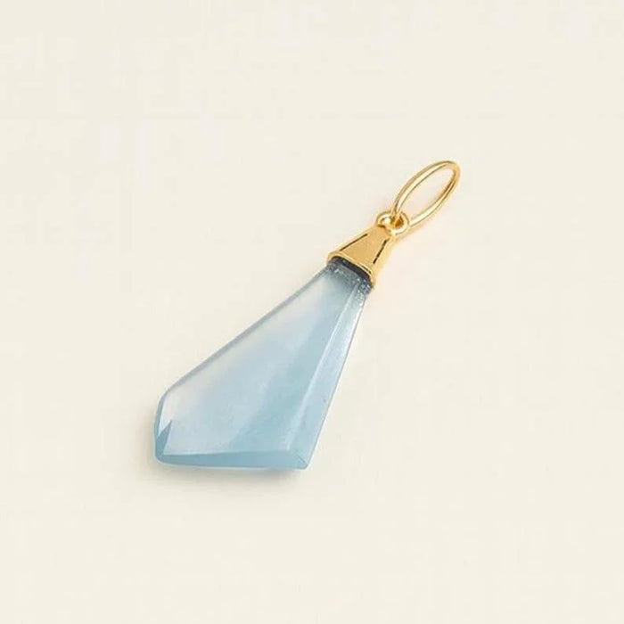 14k Gold Aquamarine Pendant Necklace: Hand-Cut Gemstone