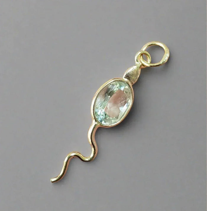 14k Gold Aquamarine Snake Gold Pendant - K Jewelry Accessories