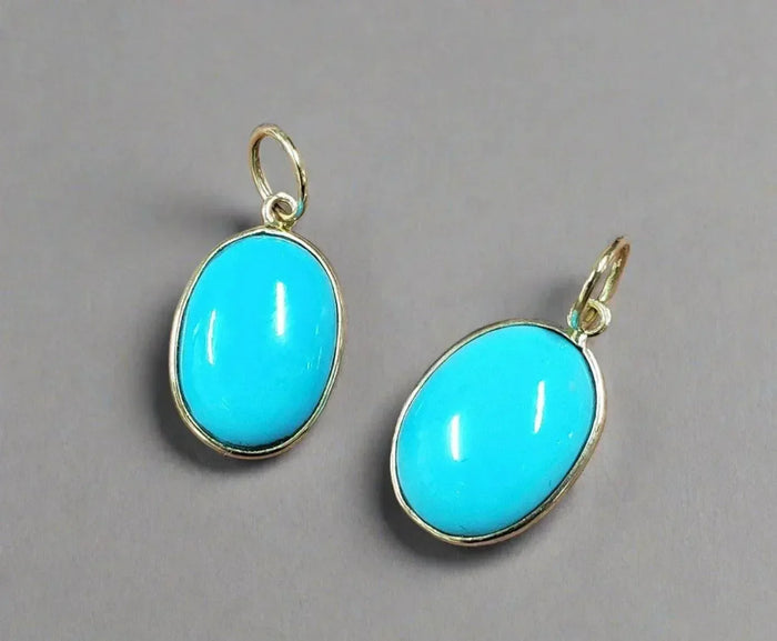 14k Gold Arizona Natural Turquoise Pendant - K Jewelry Accessories