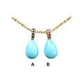 14k Gold Arizona Turquoise & Ruby / Blue Sapphire Everyday Gemstone Pendant - K Jewelry Accessories