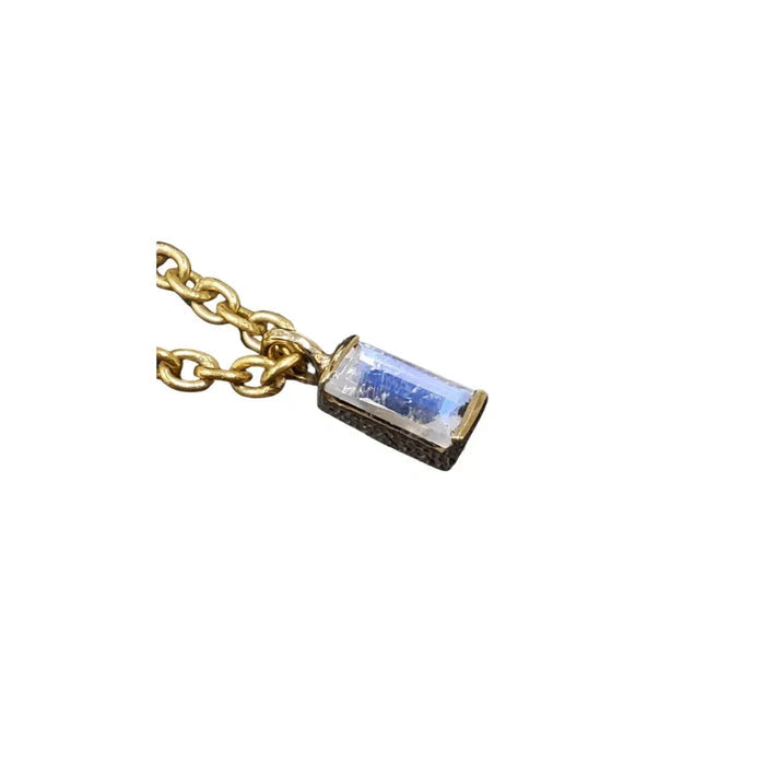14k Gold Baguette Rainbow Moonstone Charm - K Jewelry Accessories