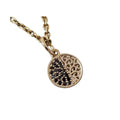 14k Gold Black Diamond Medallion Pendant