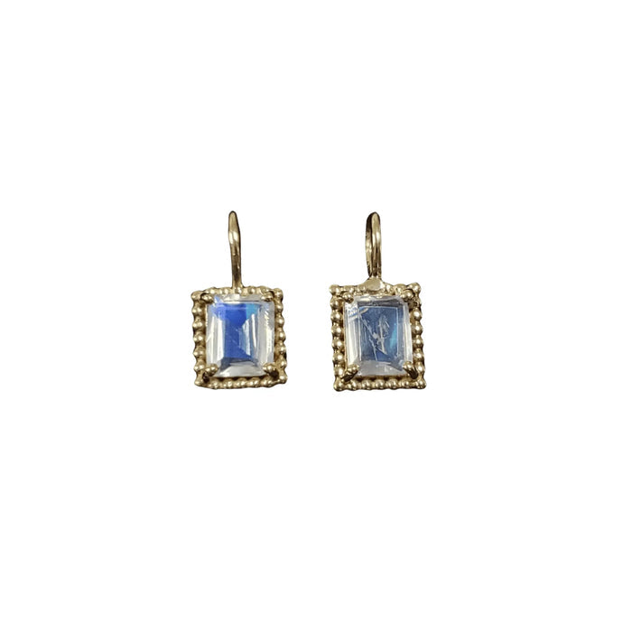 14k Gold Blue Fire Rainbow Moonstone Charm Gold Pendant - K Jewelry Accessories