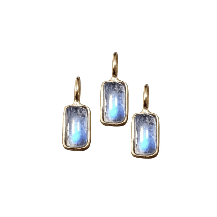 14k Gold Blue Rainbow Moonstone Charm - K Jewelry Accessories