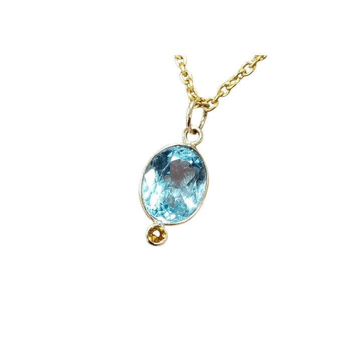 14k Gold Blue Topaz Citrine Pendant - K Jewelry Accessories