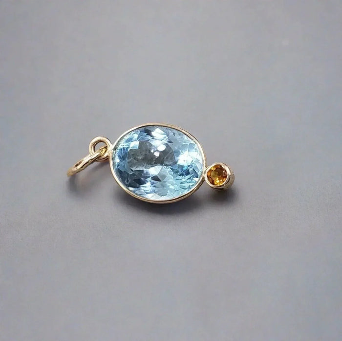14k Gold Blue Topaz Citrine Pendant - K Jewelry Accessories