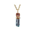 14k Gold Blue Topaz Pencil Pendant & Pink Tourmaline Pendant - K Jewelry Accessories