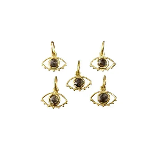 14k Gold Brown Diamond Evil Eye Pendant - K Jewelry Accessories