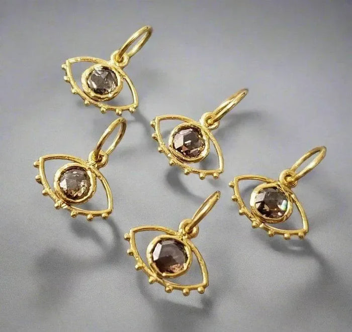 14k Gold Brown Diamond Evil Eye Pendant - K Jewelry Accessories