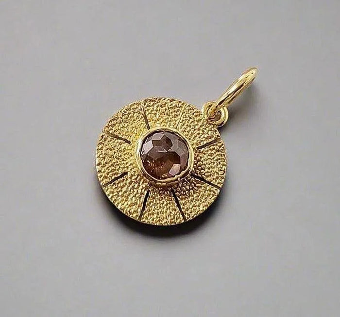 14k Gold Brown Diamond Medallion Necklace