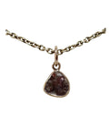 14k Gold Brown Diamond Slice Pendant, Natural Rustic Diamond