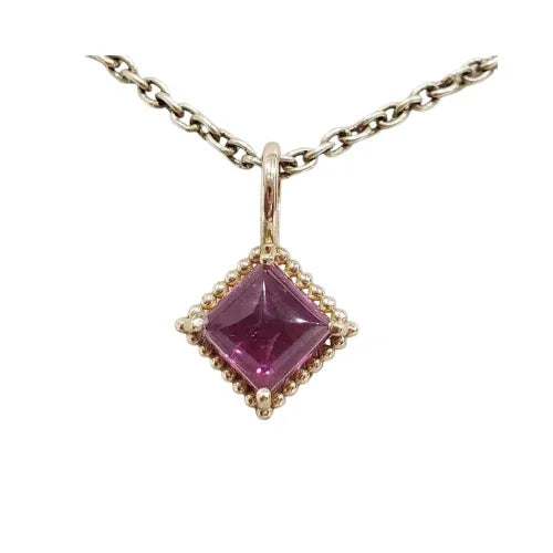 14k Gold Cabochon Pink Tourmaline Charm Pendant