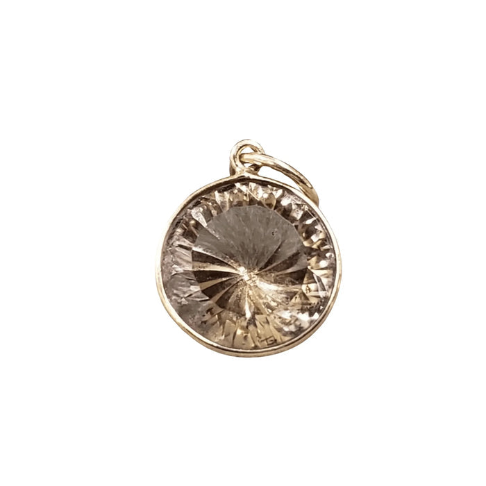 14k Gold Champagne Quartz Pendant Round - K Jewelry Accessories