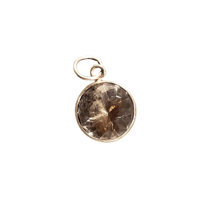 14k Gold Champagne Quartz Round Stone Pendant - K Jewelry Accessories