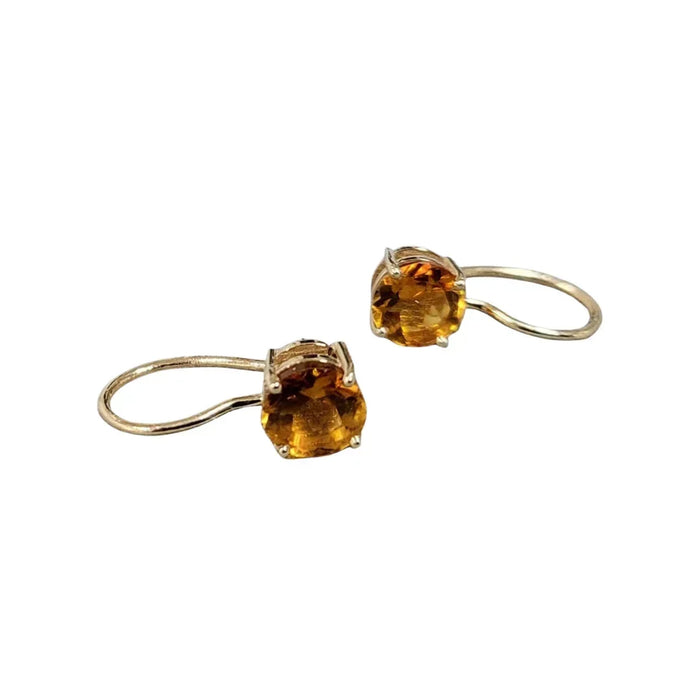 14k Gold Citrine Leverback Earrings: 6mm Round Gemstone - K Jewelry Accessories