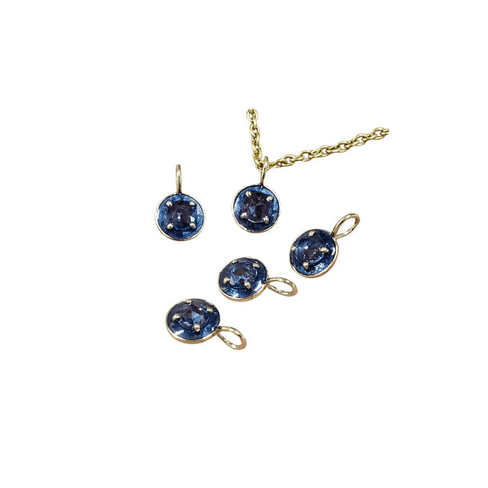 14k Gold Colored Enamel Blue Sapphire Charm Pendant - K Jewelry Accessories