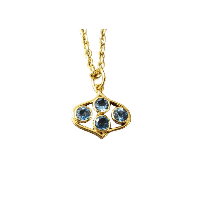 14k Gold Dainty Swiss Blue Topaz Pendant Minimalistic - K Jewelry Accessories