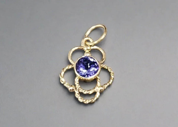 14k Gold Dainty Tanzanite Necklace Charm Pendant - K Jewelry Accessories