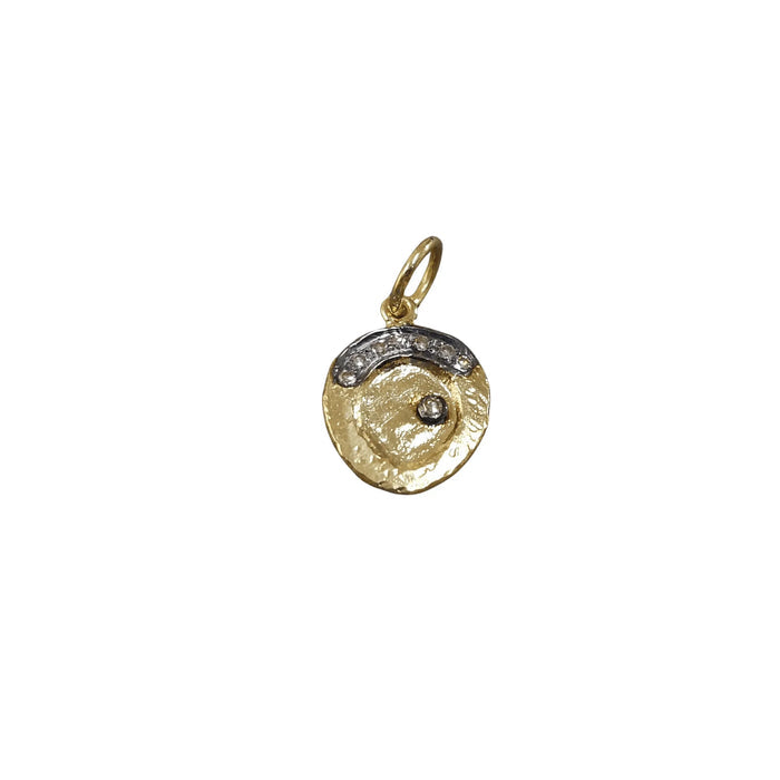 14k gold Diamond Pendant Hammered - K Jewelry Accessories