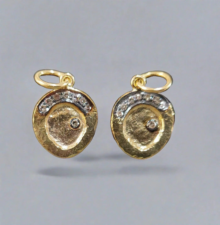 14k gold Diamond Pendant Hammered - K Jewelry Accessories