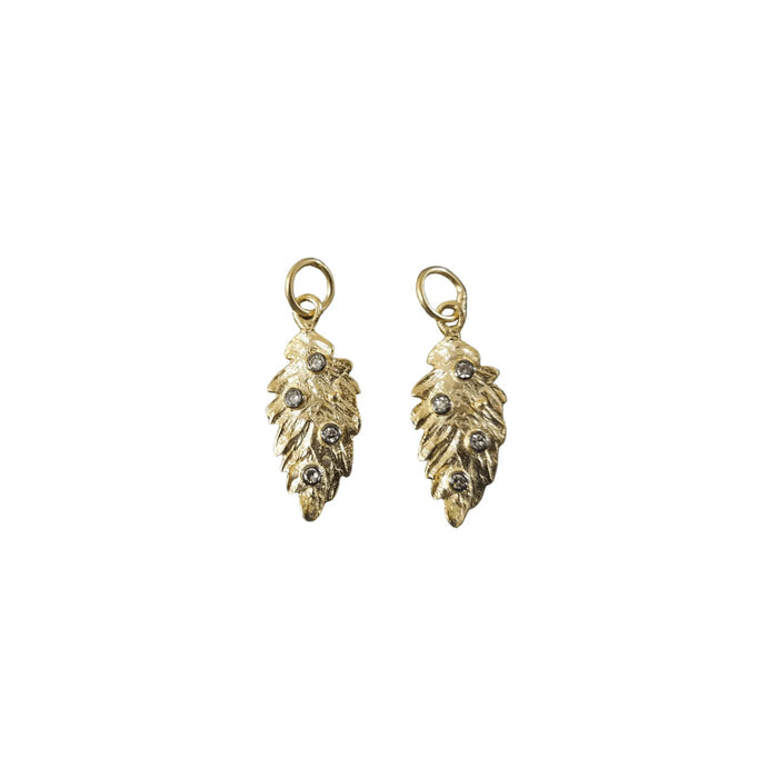 14k gold Diamond Pendant leaf shape handmade jewelry - K Jewelry Accessories