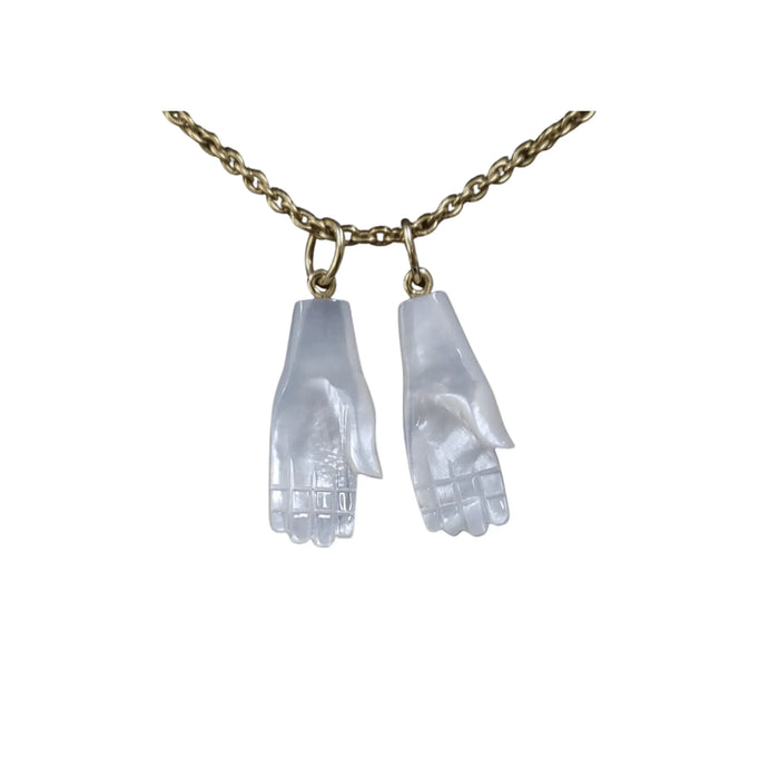 14k Gold Drilled Hand Shape Pearl Pendant - K Jewelry Accessories