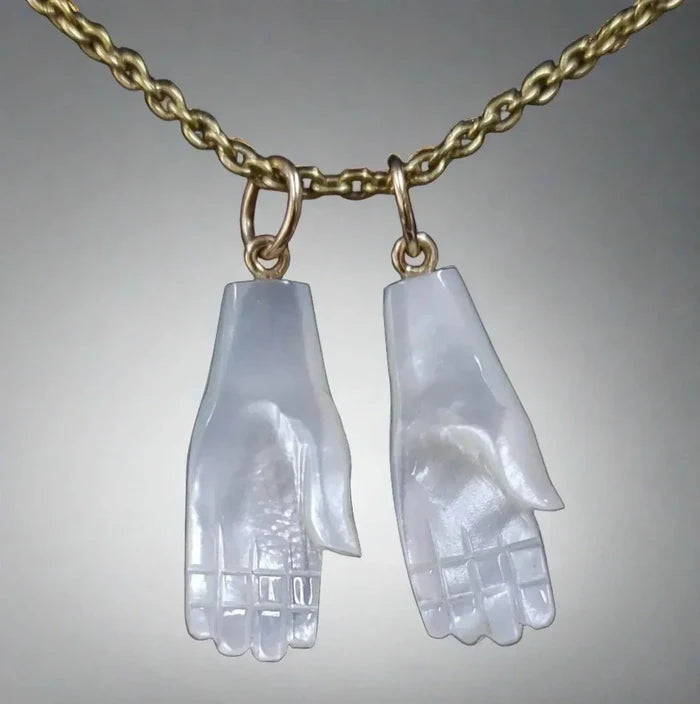 14k Gold Drilled Hand Shape Pearl Pendant - K Jewelry Accessories