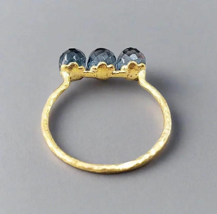 14K Gold Drilled London Blue Topaz Ring - K Jewelry Accessories