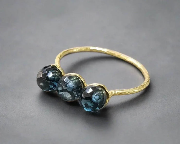 14K Gold Drilled London Blue Topaz Ring - K Jewelry Accessories