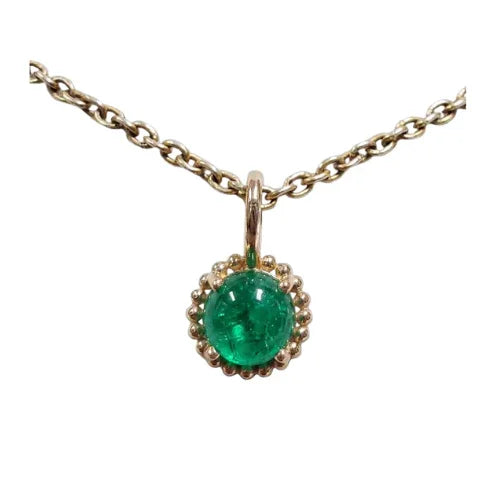 14K Gold Emerald Charm Pendant, Mini Grains Set