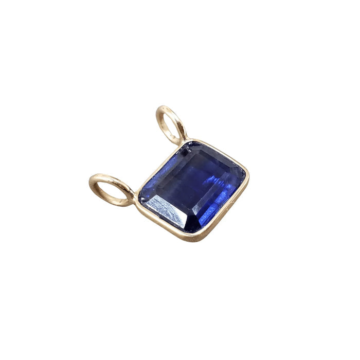 14k Gold Emerald Cut Natural Blue Kyanite Pendant - K Jewelry Accessories