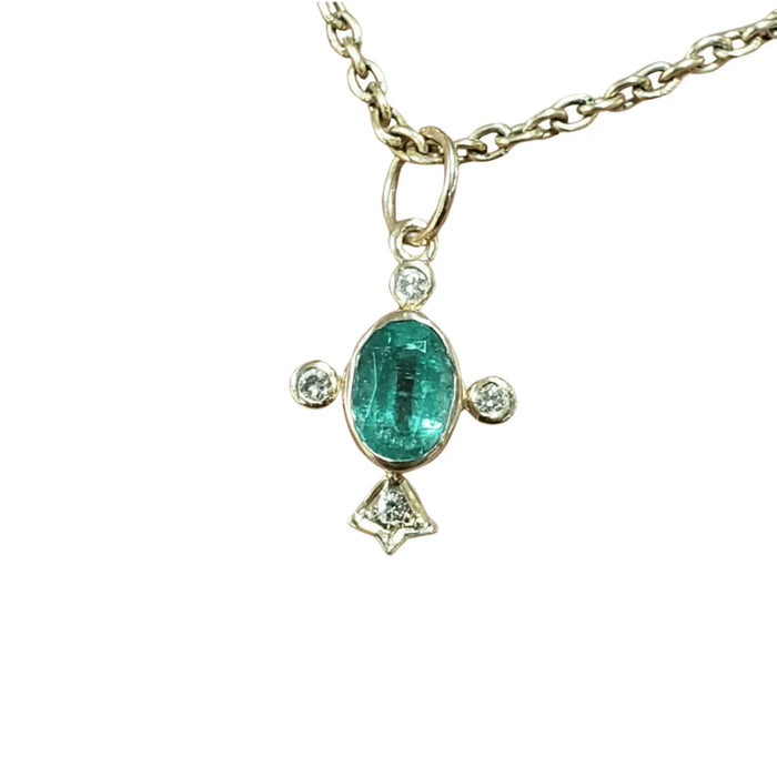 14K Gold Emerald Pendant & Diamond Dainty Charm jewelry - K Jewelry Accessories