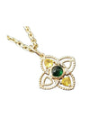 14k Gold Emerald Pendant with Yellow Sapphire & Diamond