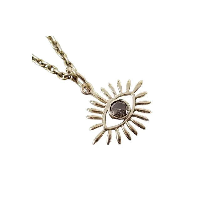 14K Gold Evil Eye Pendant with Rose Cut Diamond - K Jewelry Accessories