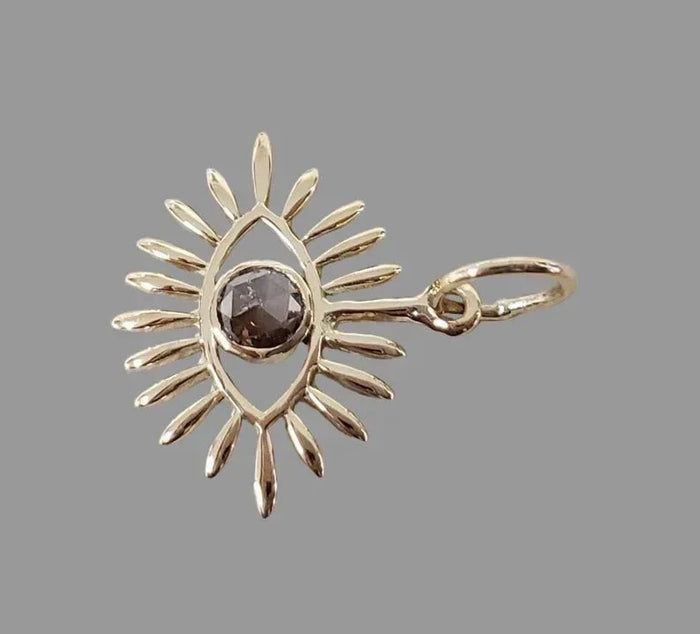 14K Gold Evil Eye Pendant with Rose Cut Diamond - K Jewelry Accessories