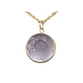 14K Gold Flower Carving Rose Quartz Pendant Elegant - K Jewelry Accessories