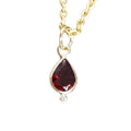 14k Gold Garnet Pendant with Brilliant Cut Diamond - K Jewelry Accessories
