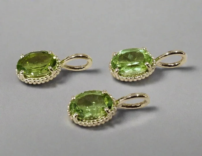 14k Gold Handmade Oval Peridot Pendant - K Jewelry Accessories